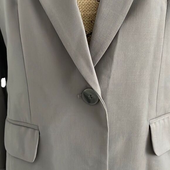 Ann Taylor Gray Taupe Wool Blend 1 Button Blazer - Size 10P - Picture 3 of 12